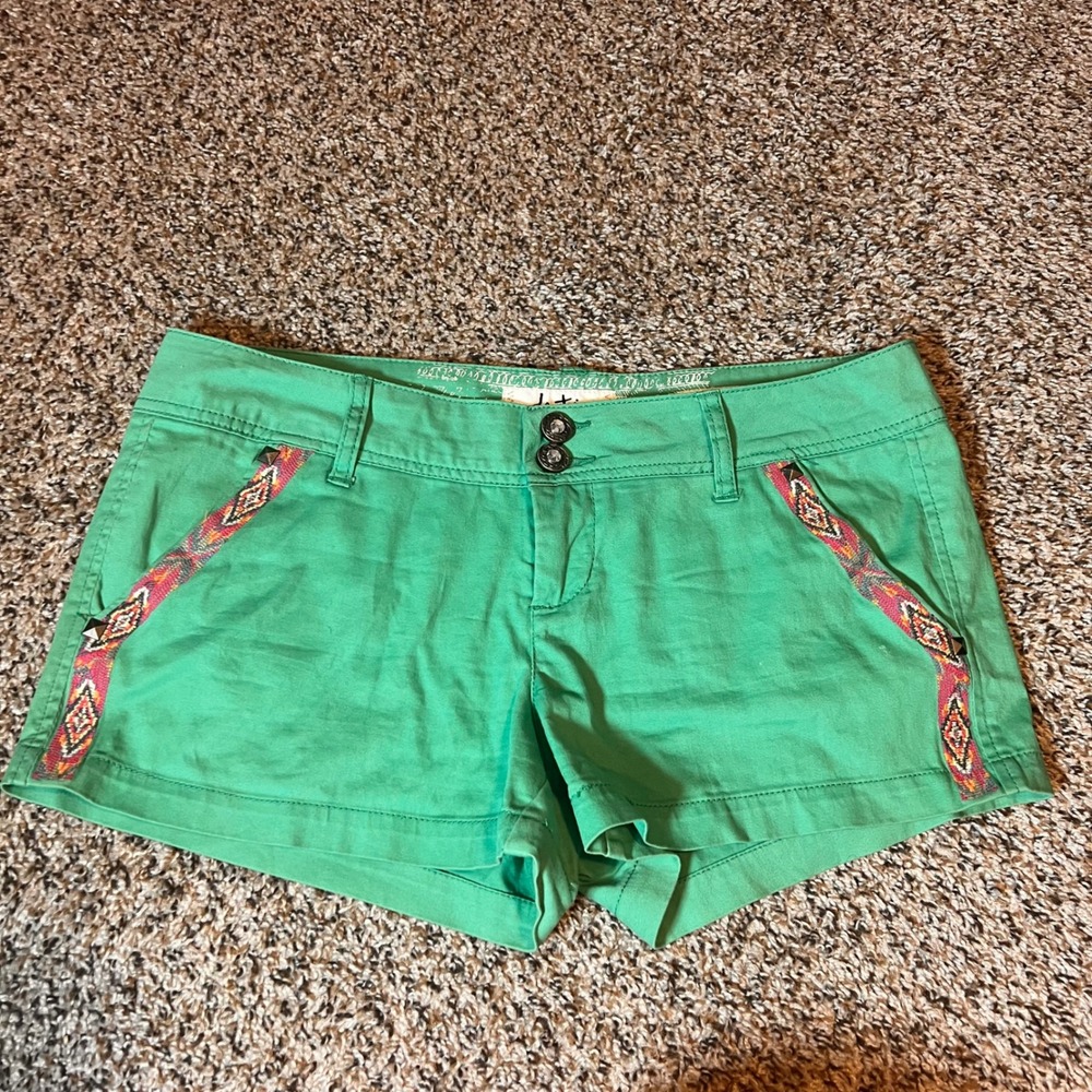 Daytrip Green Shorts Aztec Trim Casual Summer Cute‎ Womens Size 30